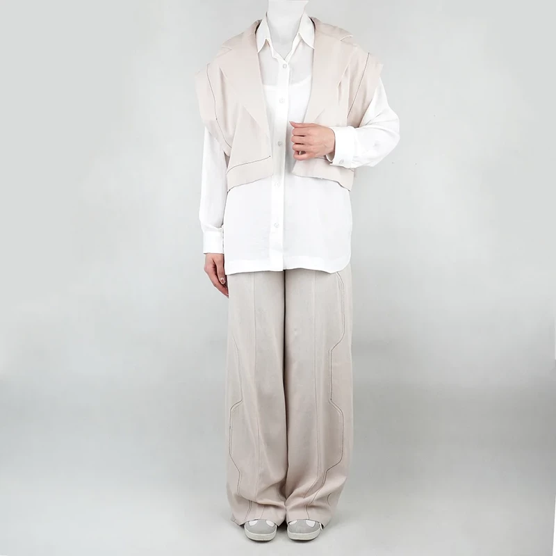 ست زنانه سه تیکه شومیز, شلوار و ژیله نیزل