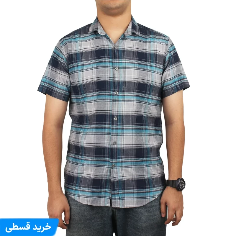 پیراهن چهارخانه استین کوتاه19136