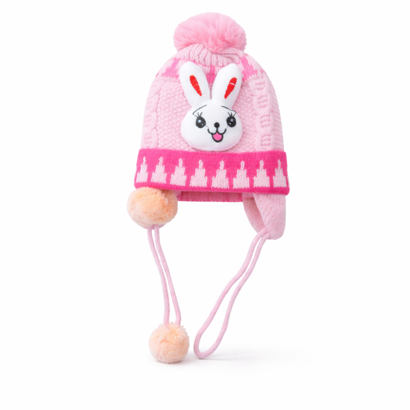 کلاه بافتنی بچگانه مدل خرگوش طرح داخل خز