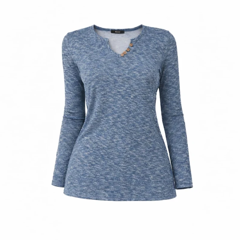 بلوز آستین بلند یقه گرد زنانه مدل 6789