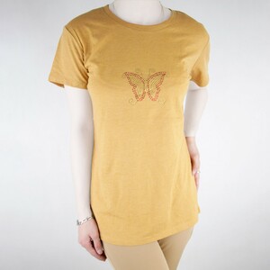 تیشرت یقه گرد طرح پروانه زنانه