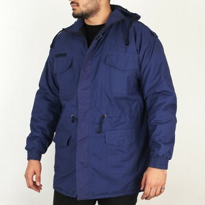 کاپشن مردانه سرمه ای کلاهدار