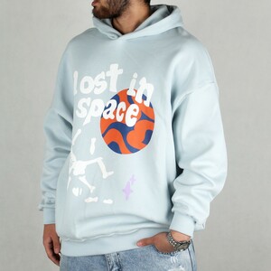 هودی مردانه نوشته دار STUDIOS 204  آبی روشن