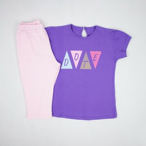 ست دخترانه تیشرت شلوار طرح مثلت