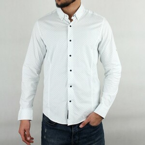 پیراهن مردانه خال خالی آبی آسمانی