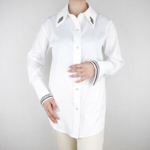 شومیز زنانه مجلسی یقه نگین دار