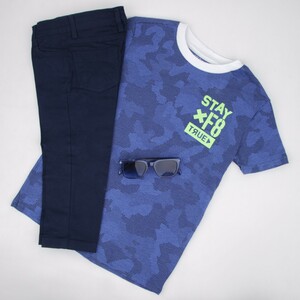 تی شرت پسرانه آبی تیره چریکی O&#39;STIN