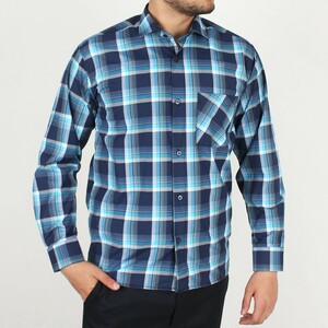 پیراهن 4 خانه مردانه سفیر دو رنگ آبی, سرمه ای