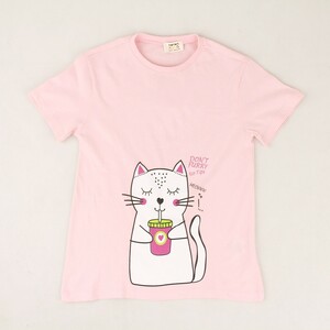 تیشرت دخترانه طرح گربه برند koton