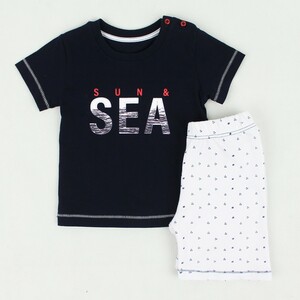 ست دخترانه تیشرت شلوارک طرح sea