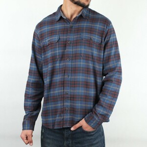 پیراهن مردانه چهار خانه دو جیب سرمه ای  قرمز LP