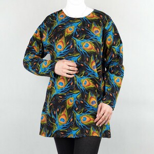 بلوز آستین بلند زنانه طرح پر طاووس