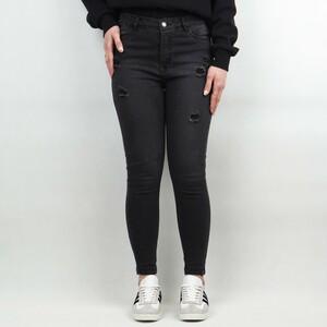 شلوار جین زنانه زاپدار گرد زیما  ‌ذغالی