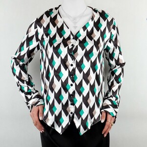 شومیز زنانه سیلک لوزی لوزی