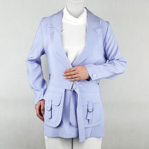 مانتو کتی زنانه آبی روشن تک دکمه