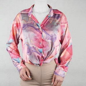 شومیز زنانه آبرنگی جلو دکمه دار QSA