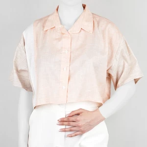 شومیز کراپ زنانه گلبه ای و کرم