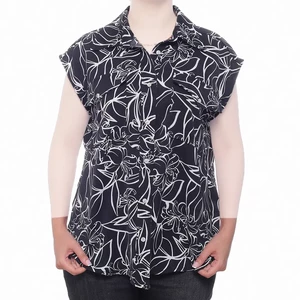 شومیز حلقه ای کلیون طرح سفید مشکی