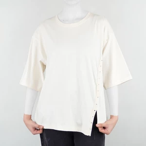 تیشرت زنانه نیزل کرم و مشکی طرح ساده