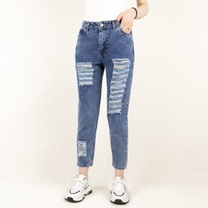 شلوار جین زنانه مام فیت زاپ دار