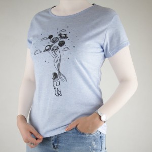 تیشرت زنانه یقه گرد با طرح  کهکشانی