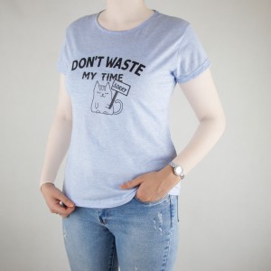 تیشرت زنانه یقه گرد با طرح  گربه