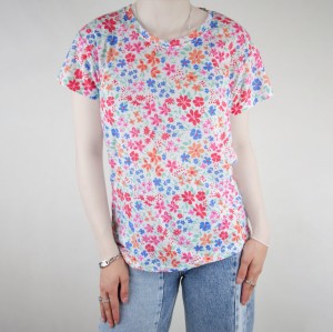 تیشرت پنبه ایسان زنانه طرح گلدار