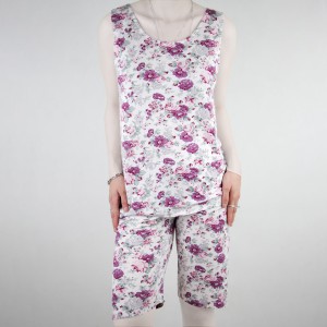 ست شلوارک و تاپ زنانه گل دار سفید