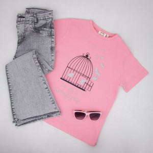 تیشرت دخترانه طرح قفس