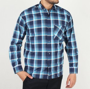 پیراهن 4 خانه مردانه سفیر دو رنگ آبی, سرمه ای