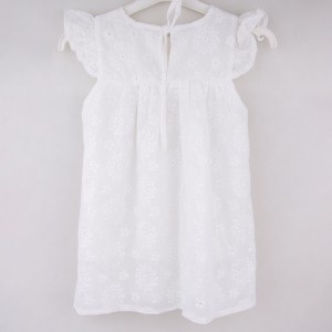 سارافون دخترانه گل خامه دوزی سفید