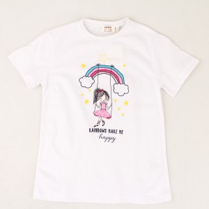 تیشرت دخترانه طرح تاب بازی برند کوتون