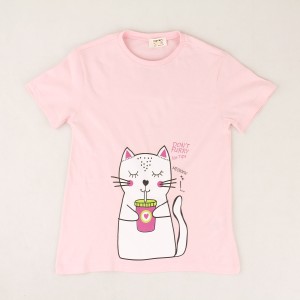 تیشرت دخترانه طرح گربه برند کوتون