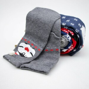 جوراب بچه گانه طوسی طرح پنگوئن CHICCO