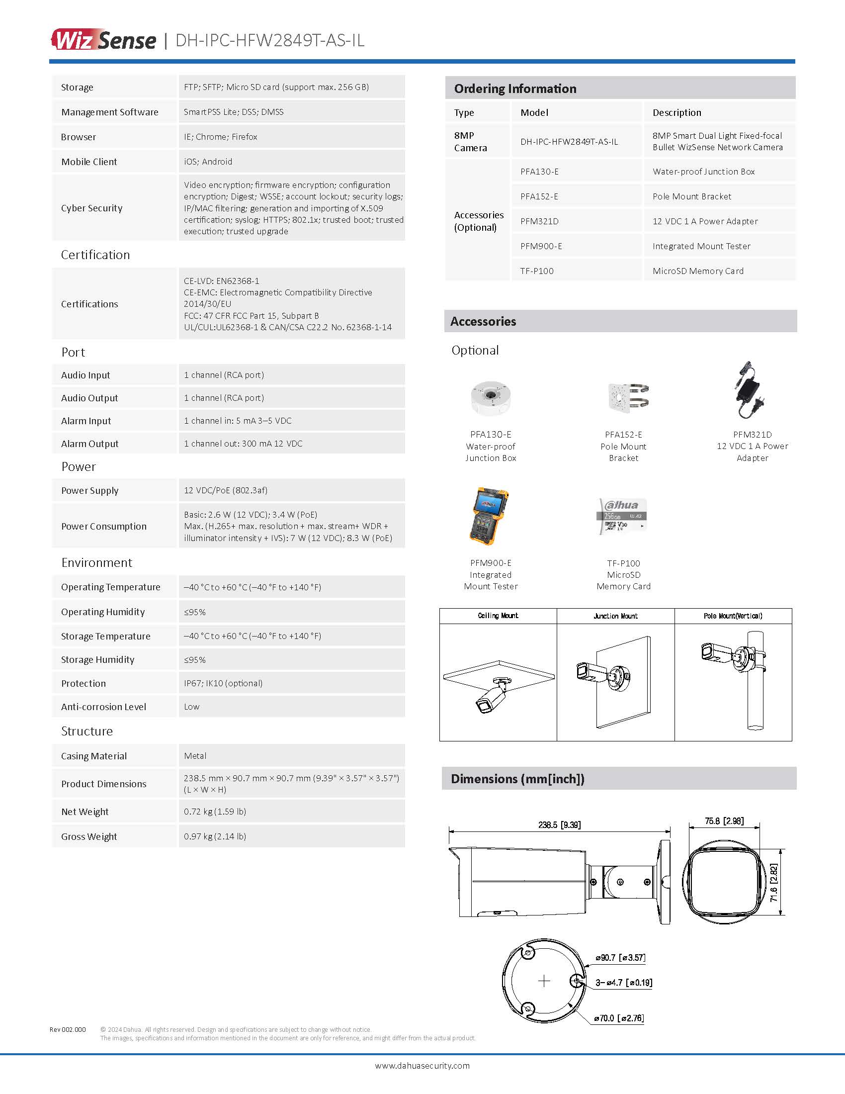 دوربین داهوا مدل DH-IPC-HFW2849T-AS-IL