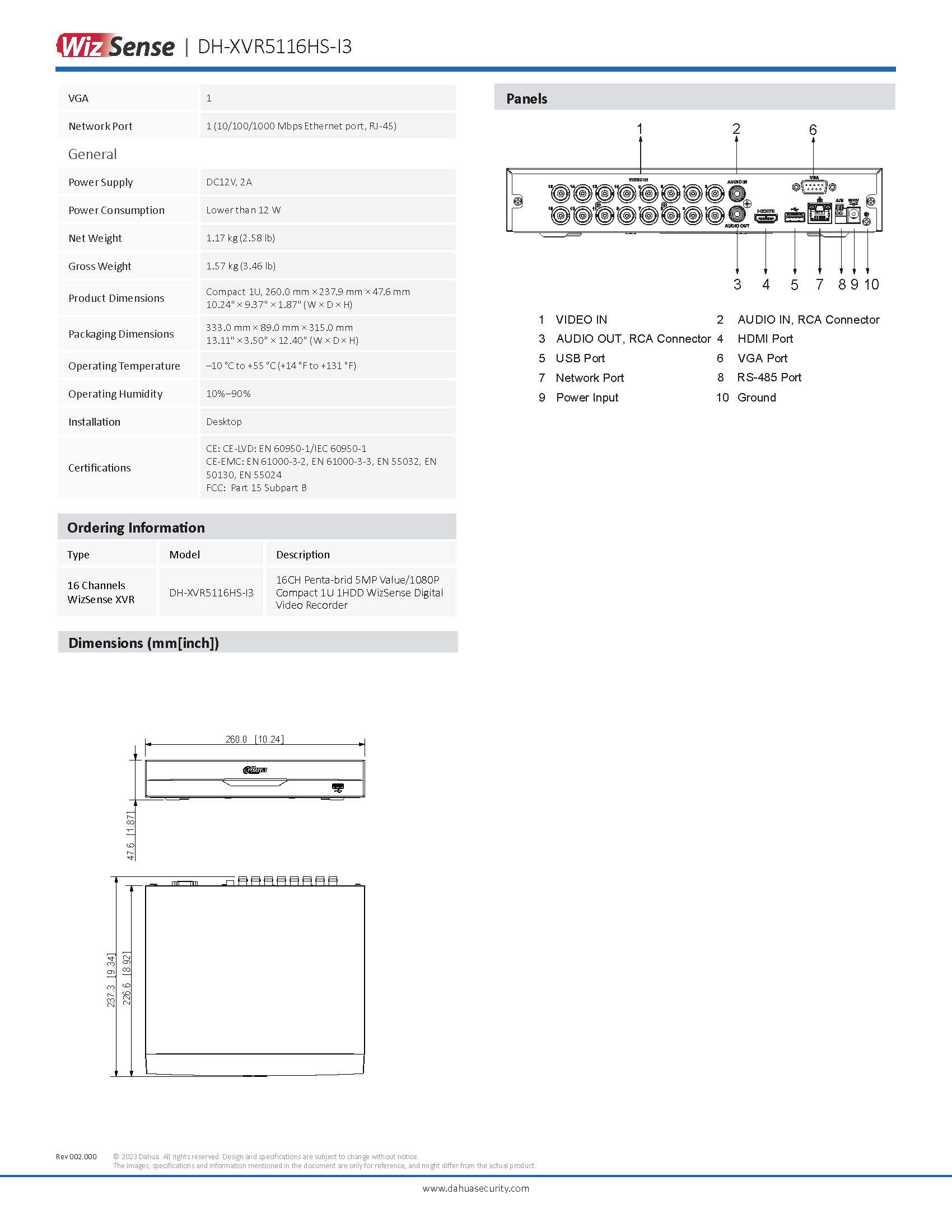 DH-XVR5116HS-I3