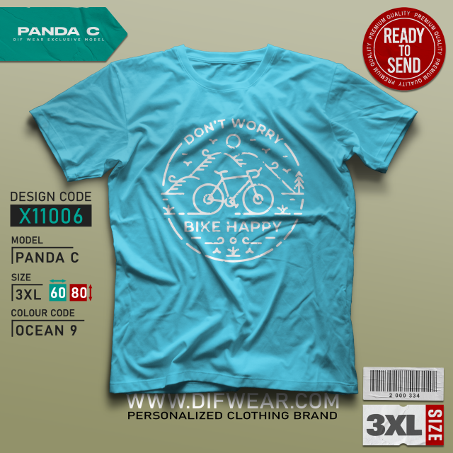 تیشرت (3XL PANDA C) Don't Worry, Bike Happy