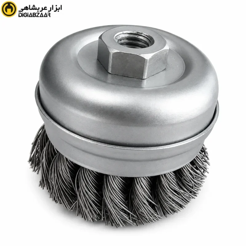 برس فرچه سیمی کاسه‌ای بافته 75 میلی‌متر کربلایی