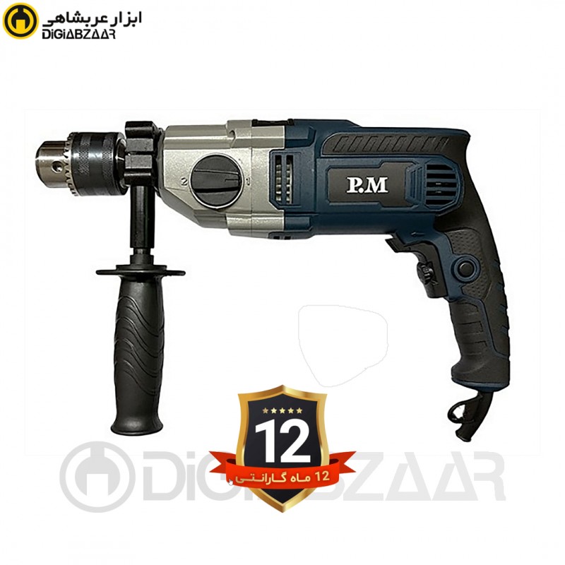 دریل پی ام E15 گیربکسی 16 میل دیمردار چپ و راست چکشی 1100 وات