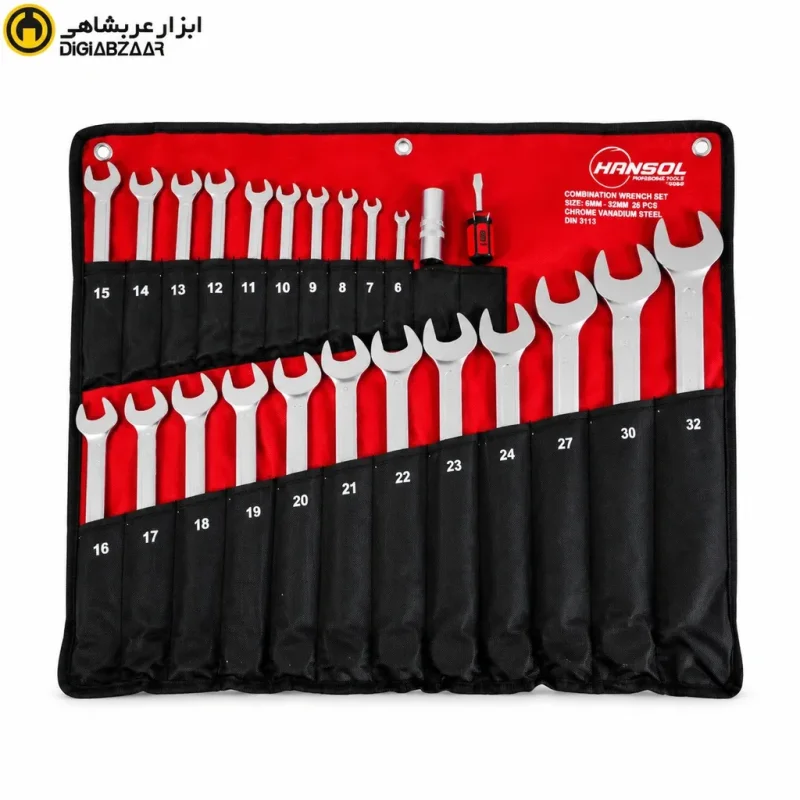 مجموعه آچار یکسر تخت یکسر رینگ 22 عددی هانسول HS1122