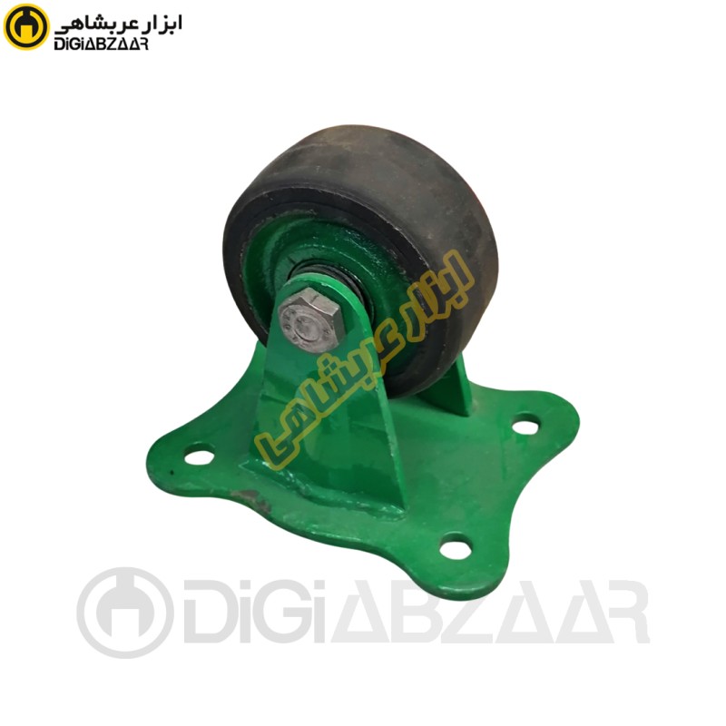 چرخ 10 ثابت فولادی لاستیکی سبز پویان