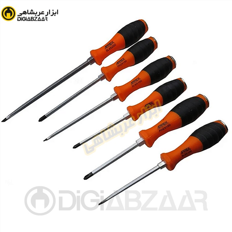 پیچ گوشتی 6 پارچه چکش خور 2 سو 4 سو اپکس APPEX