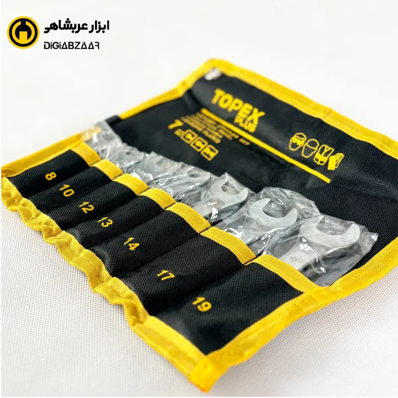 آچار یکسر تخت یکسر رینگی 7 پارچه تاپکس مدل YP-8-19 MM