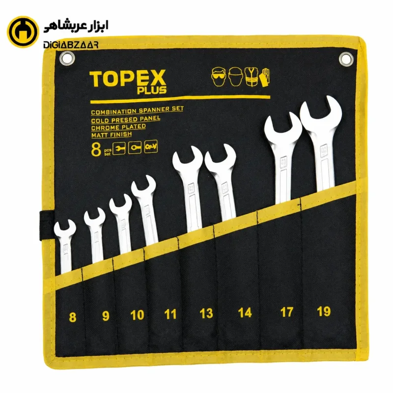 ست آچار یکسر تخت یکسر رینگی 8 پارچه تاپکس