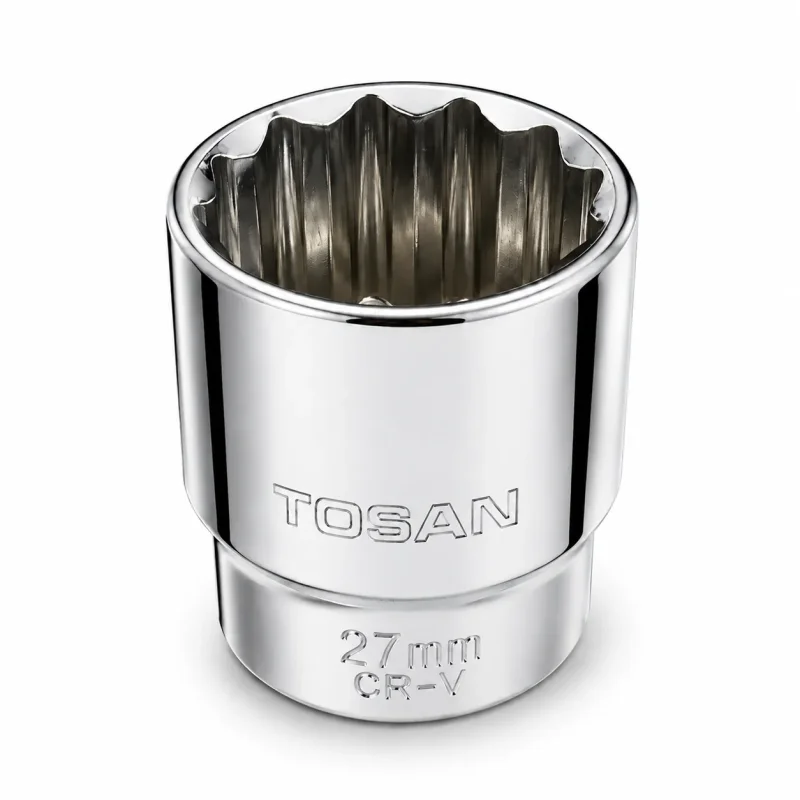 بکس 27 میلی‌متر  1/2 اینچ کوتاه سفید 12 پر توسن TOSAN