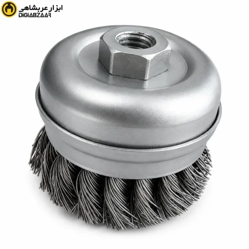 برس فرچه سیمی کاسه‌ای بافته 75 میلی‌متر کربلایی