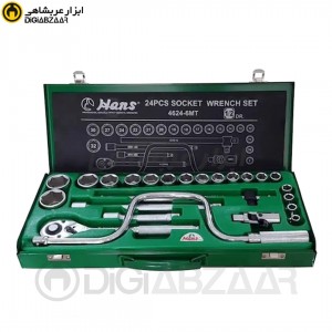 جعبه بکس 24 پارچه 6 پر سفید درایو 1/2 هنس HANS مدل 4624-6MT+