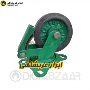چرخ 16 پویان مدل گردان ترمزدار فولادی لاستیکی سبز