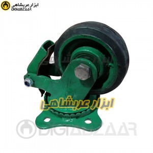 چرخ 13 گردان پویان مدل ترمزدار فولادی لاستیکی سبز 