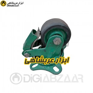 چرخ 10 گردان پویان مدل ترمزدار فولادی لاستیکی سبز